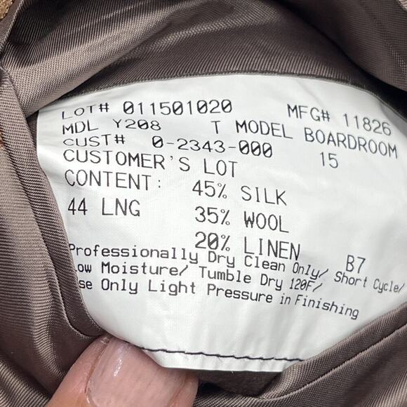 Hickey Freeman Mens 44L Brown Silk Linen Wool Plaid Sport Coat Jacket Blazer - Picture 4 of 16